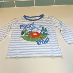 Little Sleepies Adventure Awaits Long Sleeve Tee - Blue and White